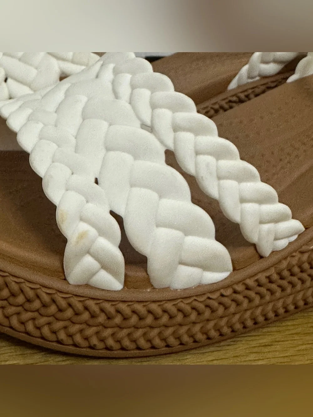 Crocs Brooklyn Woven Strappy Wedge Sandals White Size 7